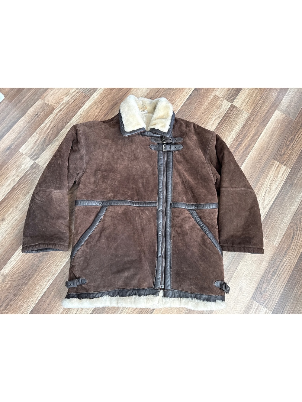 Vintage Marvin Richards Shearling Coat Brown Suede Faux Fur Jacket Men's L